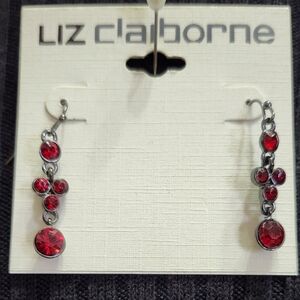 Liz Claiborne Ruby Red Drop Earrings
